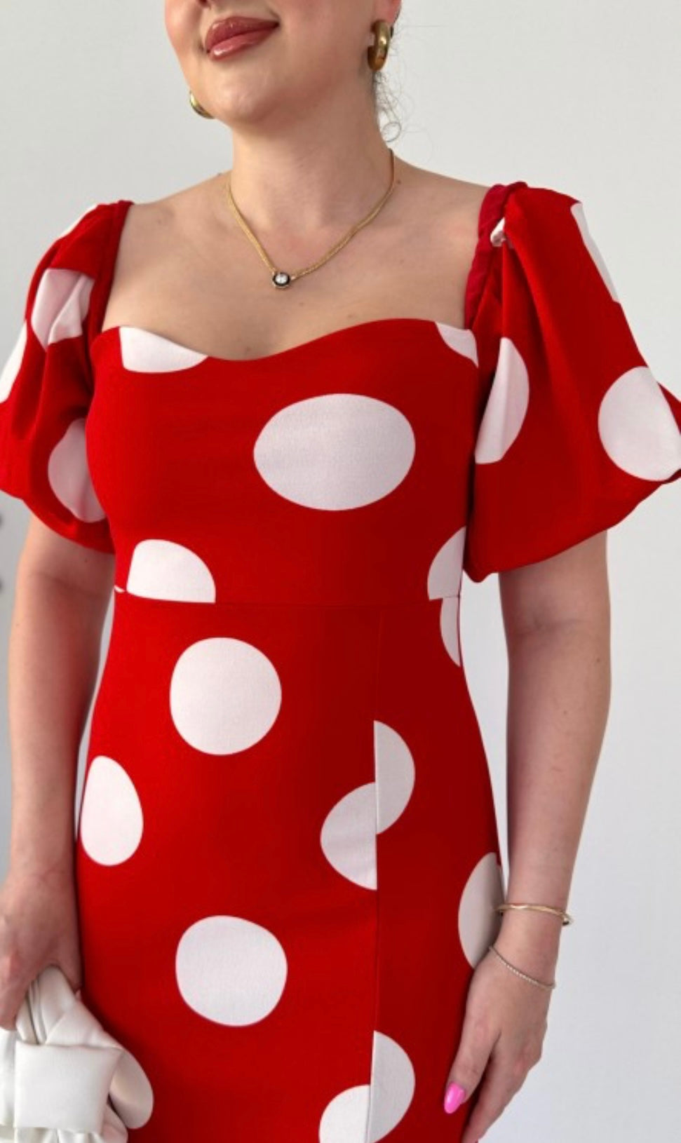 Classy Red Dotted Dress