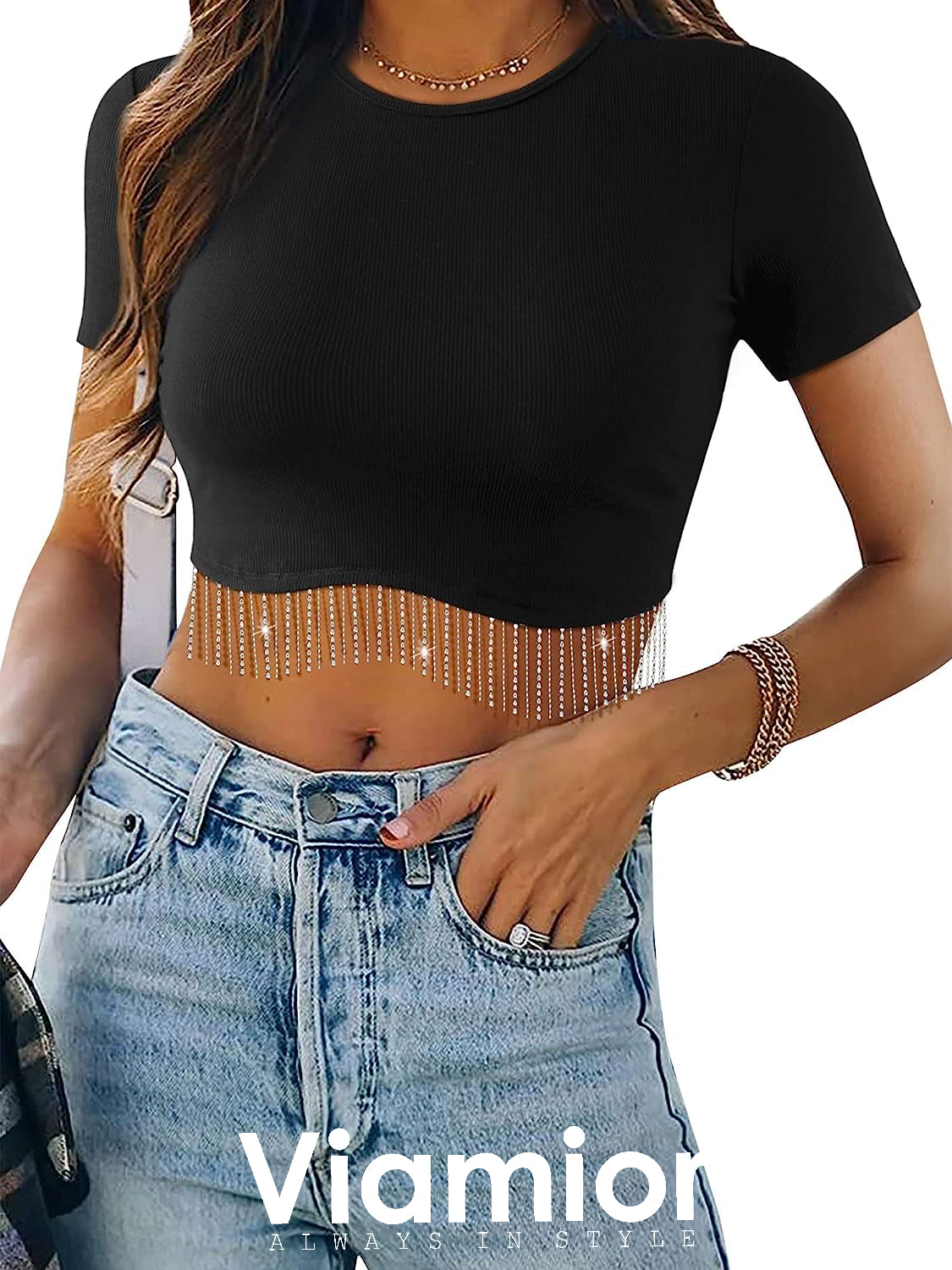 Black Diamond Chains Crop