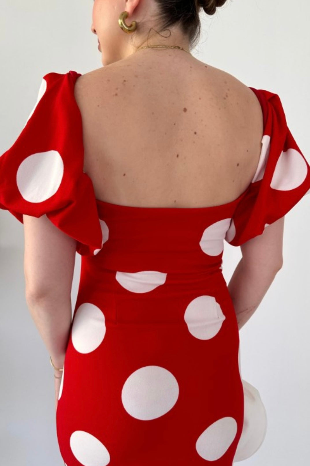 Classy Red Dotted Dress