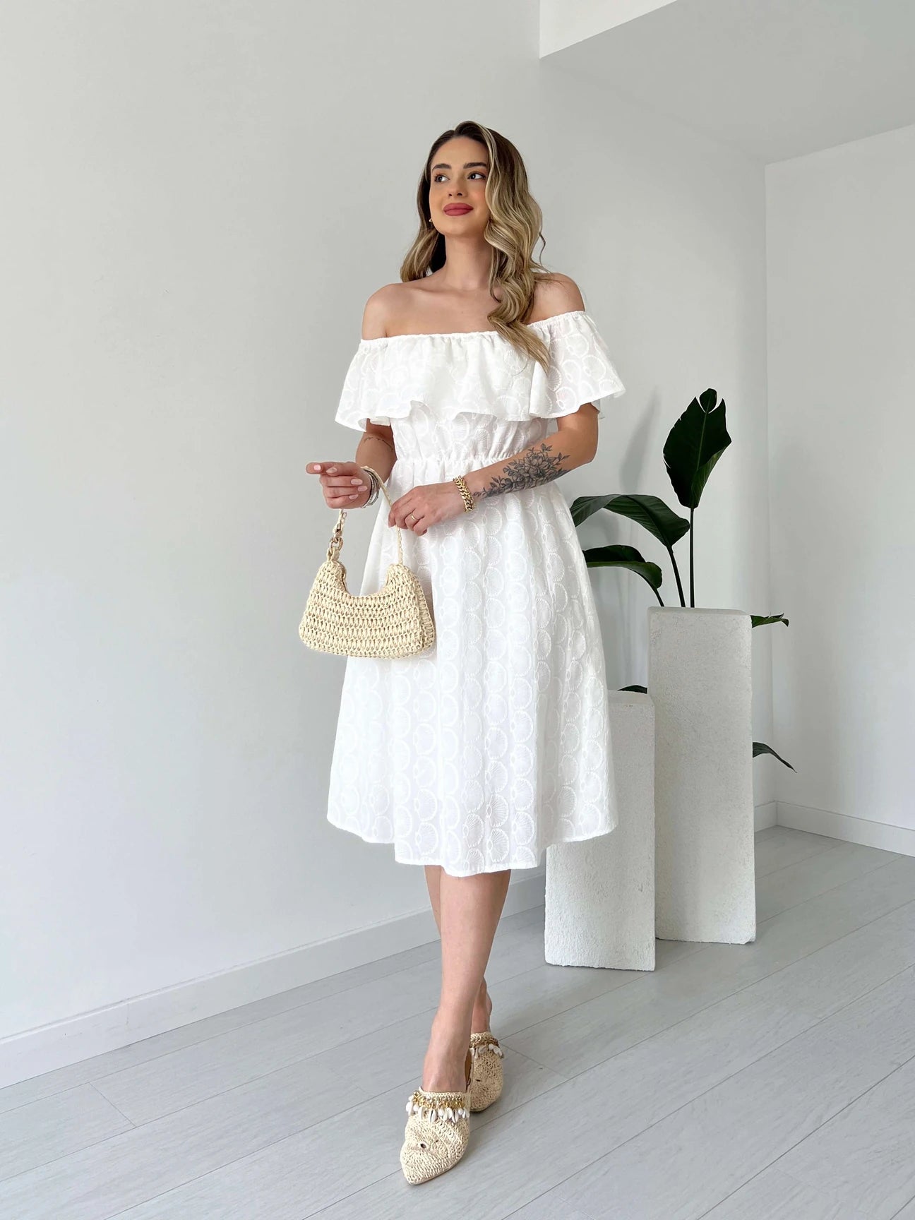 White Shell Dress