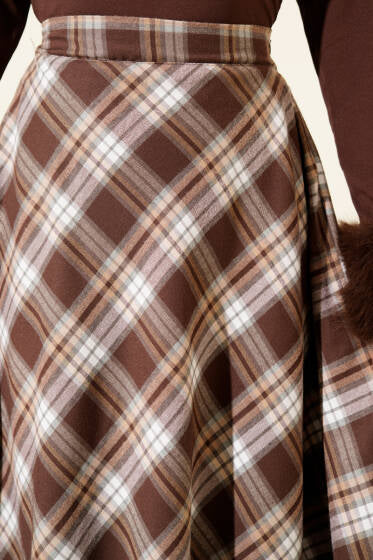 Mocha Plaid Skirt