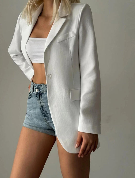 White Linen Classy Blazer