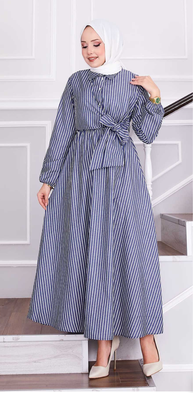 Sophia Navy Lines Dress