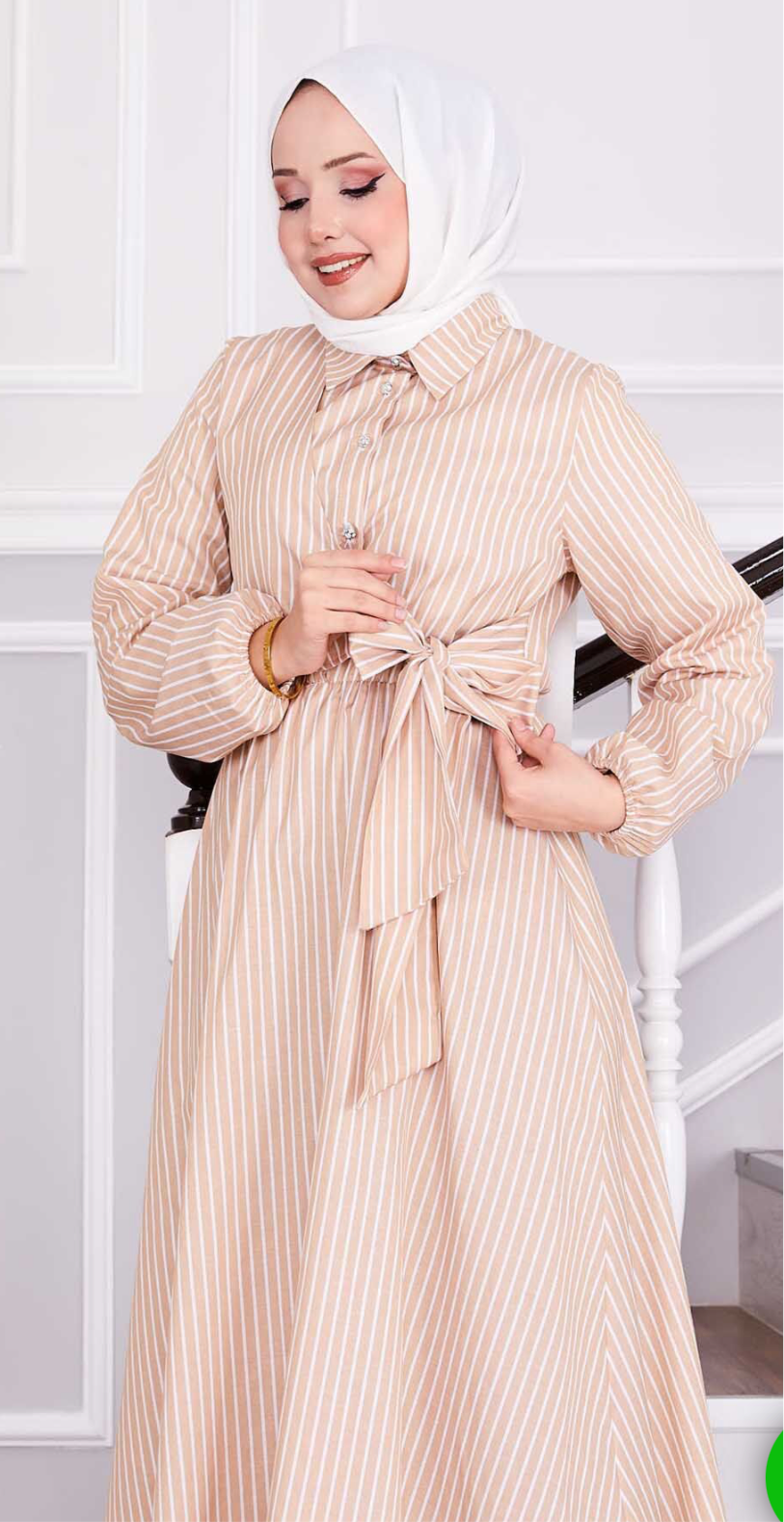 Sophia Beige Lines Dress