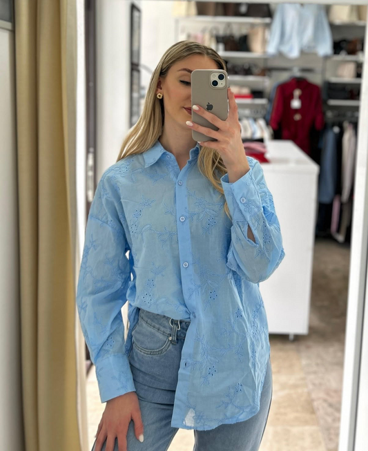 Blue Embroidery Shirt