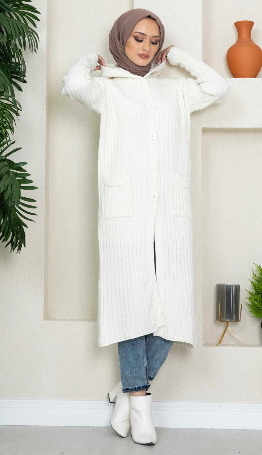 Long cardigan jacket - white