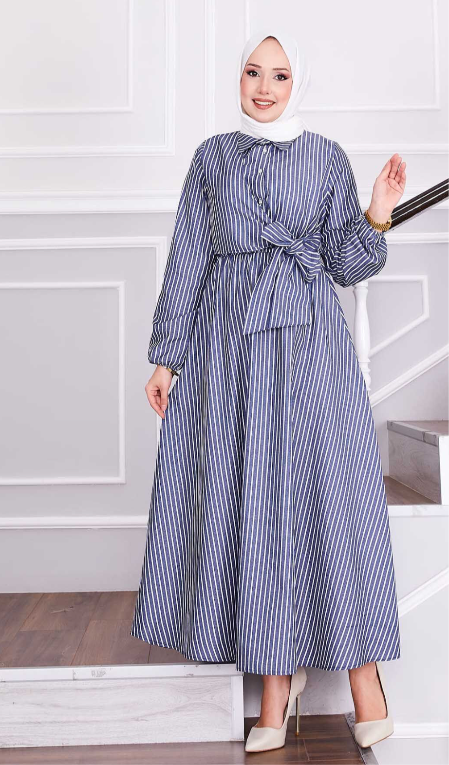 Sophia Navy Lines Dress
