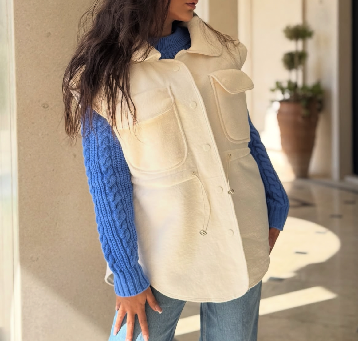 Elegancy Off White Suede Vest