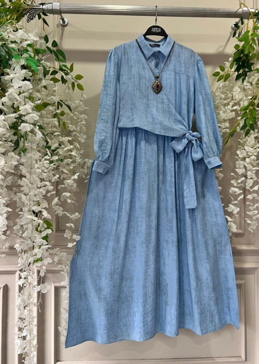 Linen Bloom Blue Dress