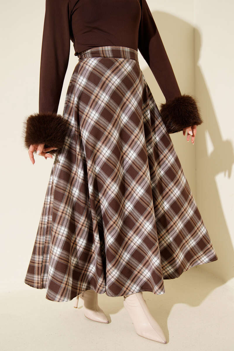 Mocha Plaid Skirt