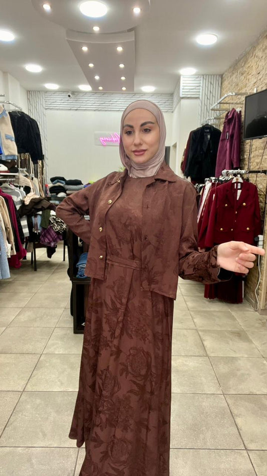 Brown Satin Classy Dress