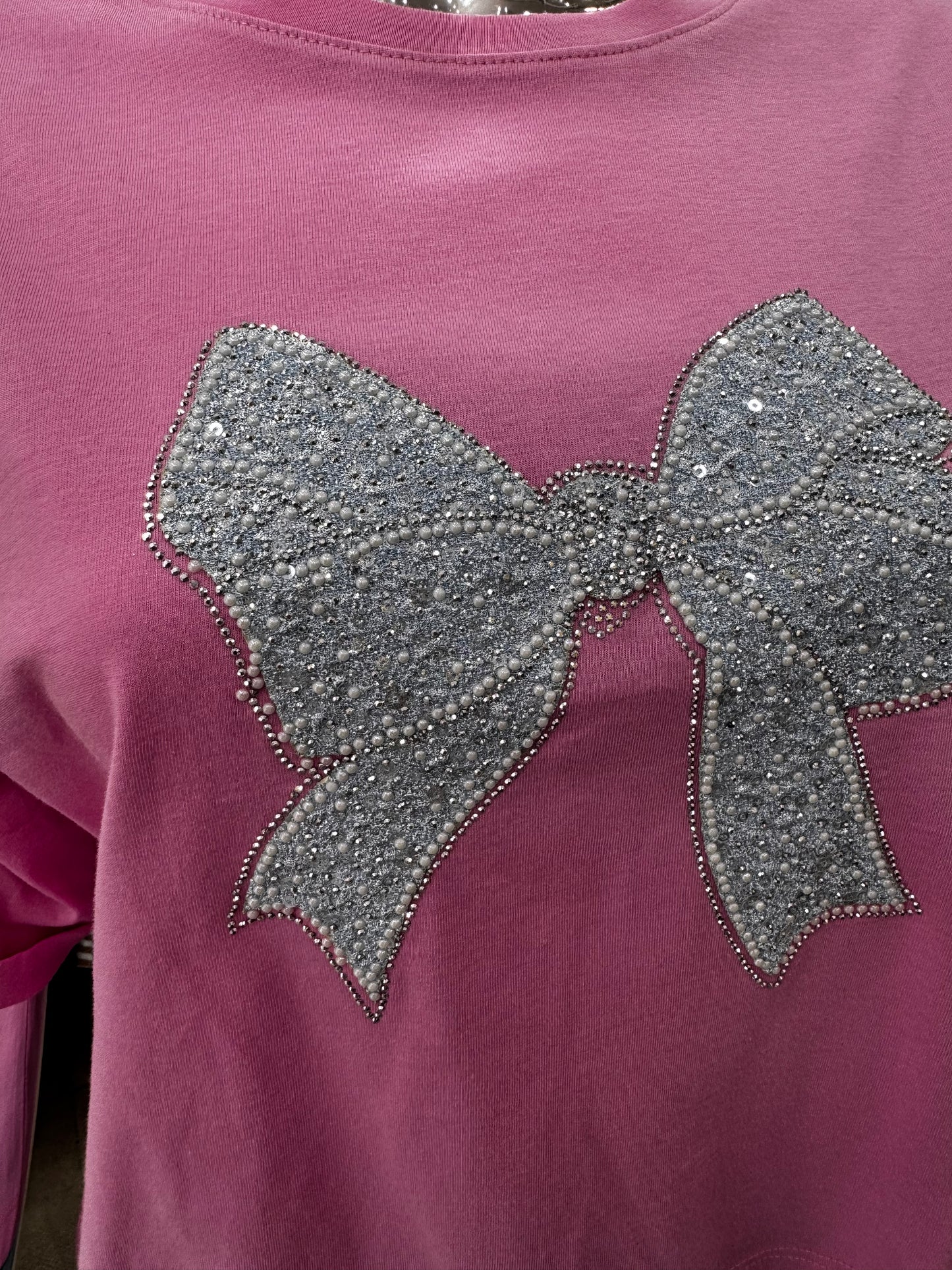 Pink sparkling Ribbon Top