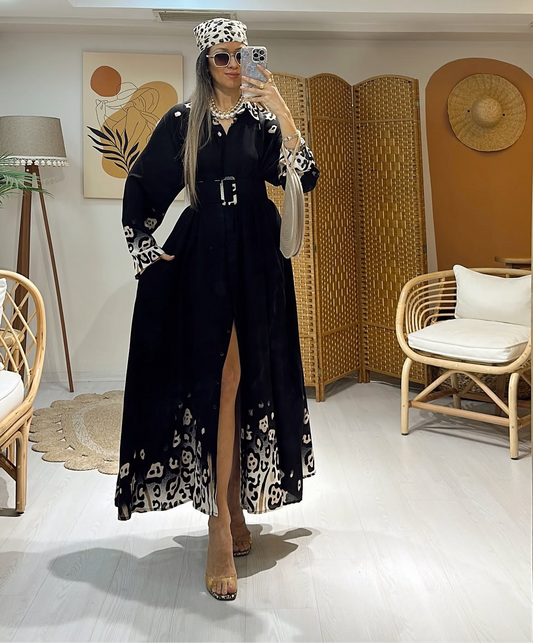 Black Leopard Classy Comfy Dress