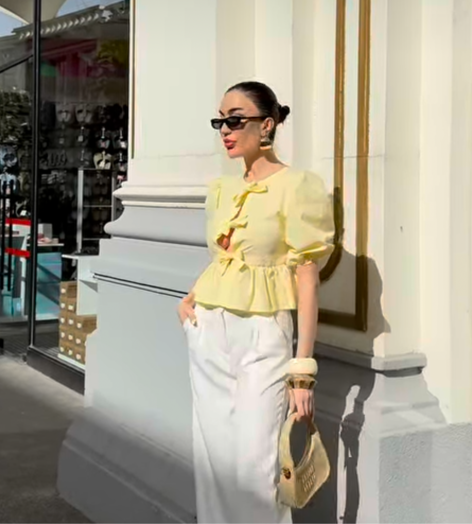 Butter Yellow Ribbon Top