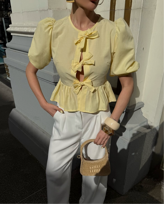 Butter Yellow Ribbon Top