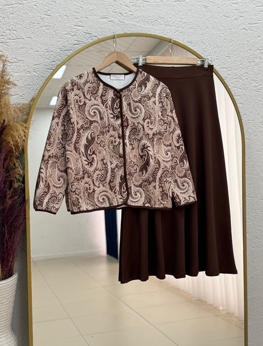 Vintage Brown Skirt Set