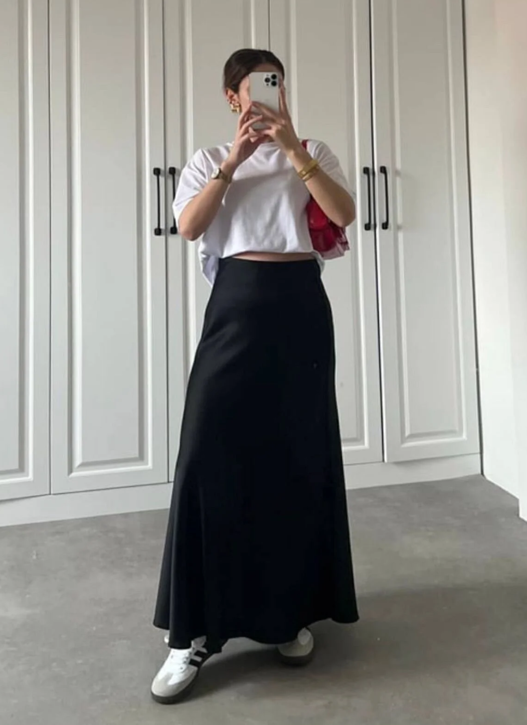 Black Silk Satin Skirt