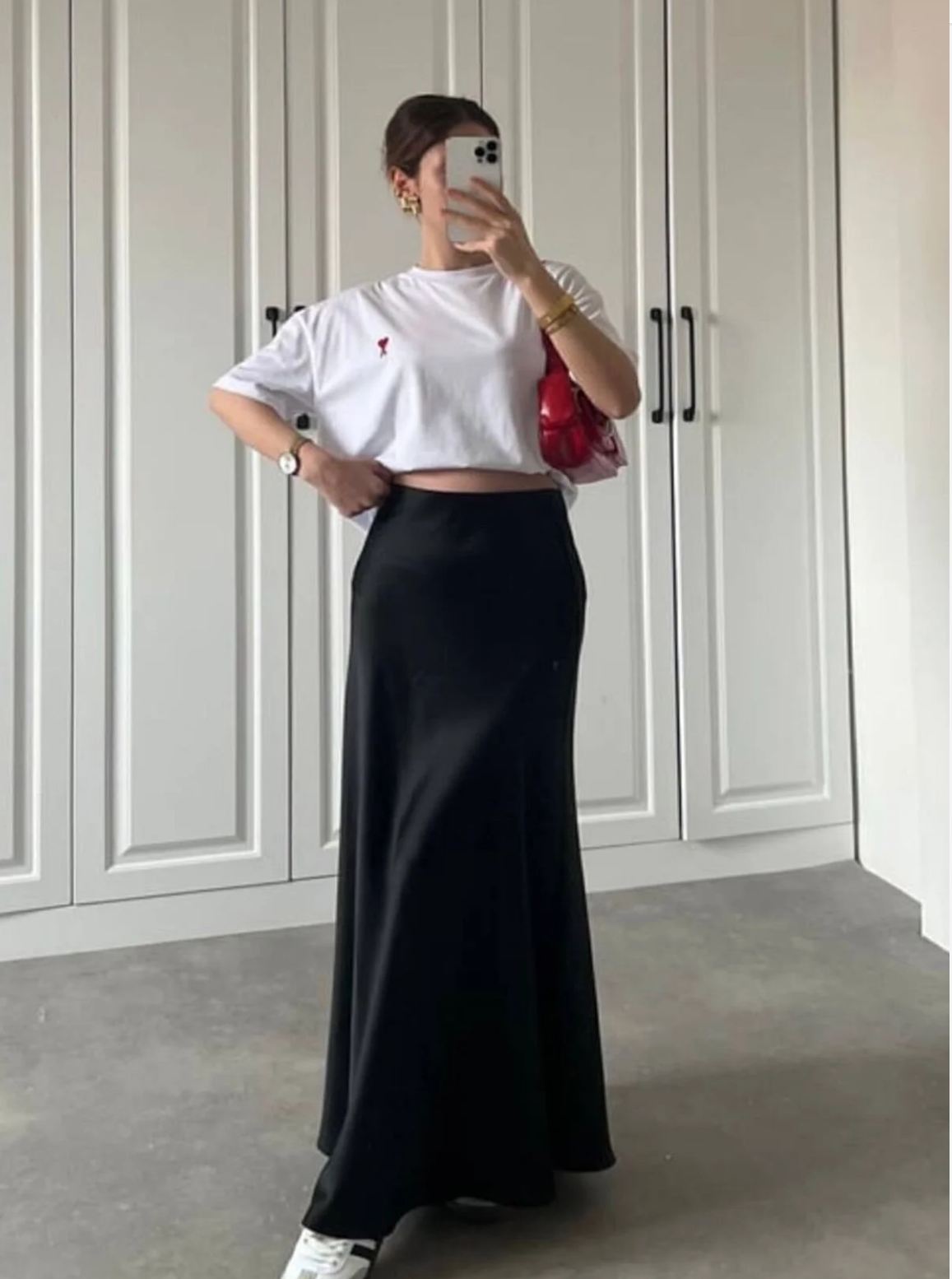 Black Silk Satin Skirt
