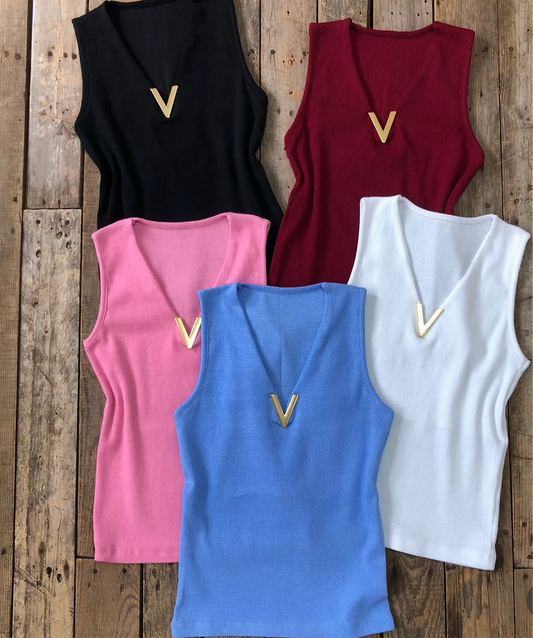 Pink V Basic Top