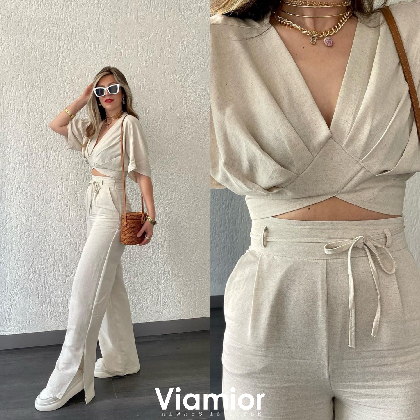 Beige Linen Pants