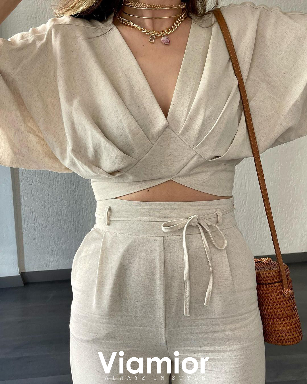 Beige Linen Pants