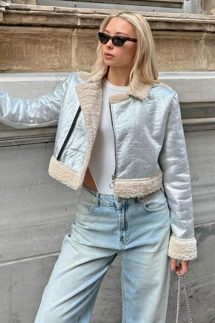 Metallic Fur Jacket