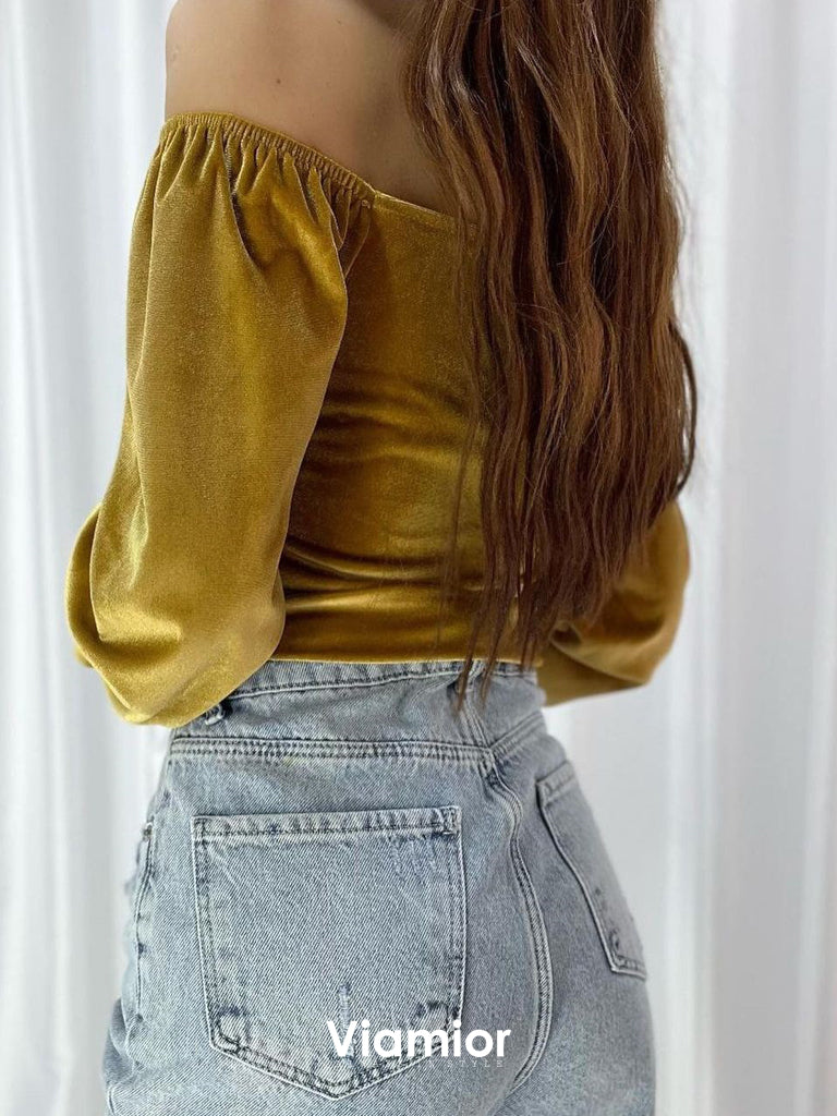 Velvet Mustard Top